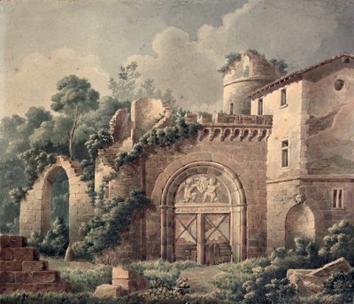 废墟城堡，1820年（纸上写着） 作者 法语学校