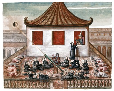 暹罗的日食，约 1700 年（水彩画） 作者 法语学校
