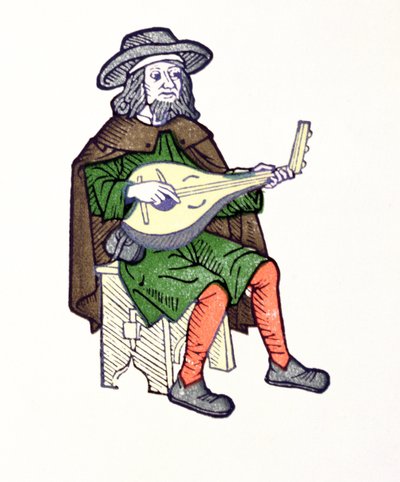 Troubadour演奏琵琶，从13世纪早期的chantefable Aucassin et Nicolette 作者 法语学校