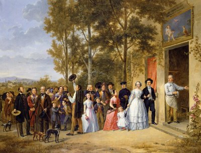 飞行中心的婚礼，Louveciennes，1850年 作者 法语学校