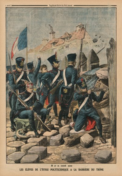 一百年前，Barriere du Trone的Ecole Polytechnique学生回顾了“Le Petit Journal”的插图，补充说明，1914年3月29日 作者 法语学校