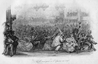 1843年在巴黎歌剧院举行的假面舞会。("Le carnival" song par Marc-Antoine Madeleine Desaugiers) in "- CHANS et CHANS POPULES DE LA FRANCE - 1843 - H.- L. DELLOYE, publisher, LIBRAIRIE DE GARNIER. 作者 法语学校