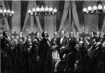 1879年，"Societe du Caveau "的一次会议，现场的名人聚集在一起参加歌唱晚宴，每人都创作了歌曲。歌唱家杜普雷兹、克莱尔维尔（Louis Francois Nicolaie 作者 法语学校
