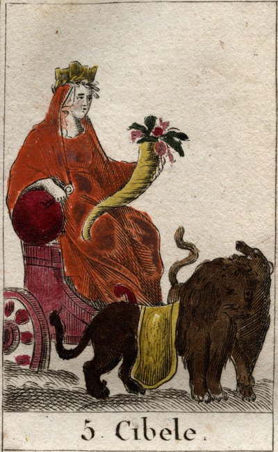 体现了神圣的Cybele（起源于弗里吉亚），是大自然母亲的化身，她的手中拿着玉米棒。摘自皮埃尔-布兰查德1803年的《青年神话》。 作者 法语学校