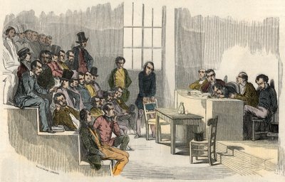 A seance of the contest of agregation at the Sorbonne in Paris in the 19th century - Engraving in “” Tableau-de-Paris”” by Edmond Texier 1852 作者 法语学校