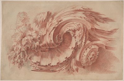 刺桐装饰，约 1760 年（纸上红色粉笔画） 作者 法语学校