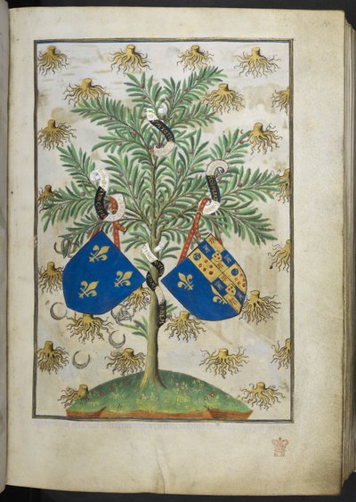 添加 Ms 18850 f.15r 纪念页，选自《时间之书》（The Bedford Hours），约 1410 年至 1430 年（牛皮纸上的墨水、彩色和金色）。 作者 法语学校