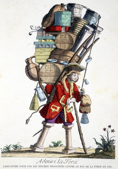 Admire force. Cartoon made by drugists against the Duke of Force in 1721. 作者 法语学校