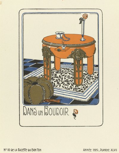 Dans un Boudoir》广告，1920 年出版（模板印刷品） 作者 法语学校