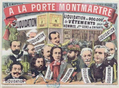 巴黎百货公司La Porte Montmartre的服装销售广告，1880年 作者 法语学校