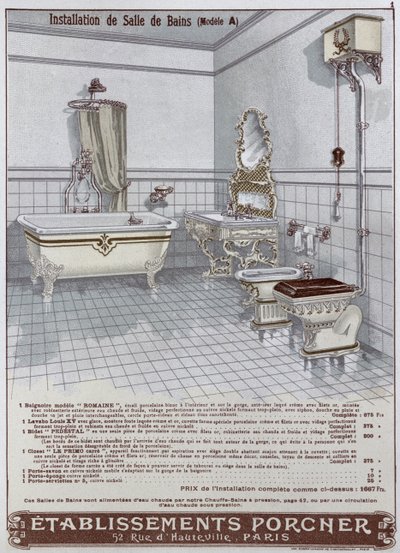 浴室广告由Etablissements Porcner，1899制造 作者 法语学校