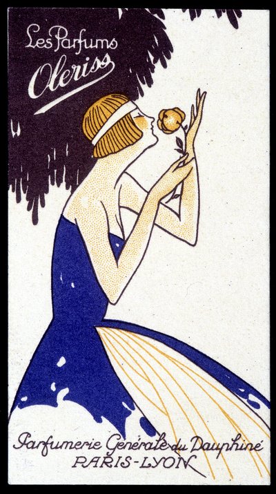 Advertising card for Oleriss perfumes from the Perfumerie Générale du Dauphiné. 作者 法语学校