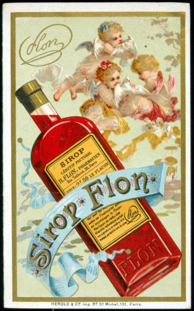 “Syrup Flon”的广告牌。 标准差。 19 世纪。 作者 法语学校