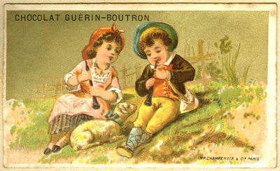 Guérin Boutron巧克力的广告色版画（色版画）。 作者 法语学校