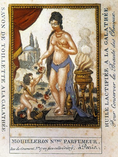 Advertising label for galathy lactified oil “” to preserve the beauty of hair”” Perfumer Mouilleron 作者 法语学校