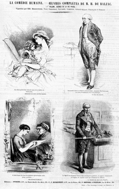 巴尔扎克作品的广告页 - 在“”Charivari”中，1842 年 7 月 作者 法语学校