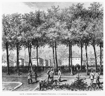 描述工作者殖民地，从被阐明的世界的例证的商人，1876年 作者 法语学校