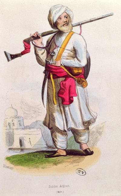 阿富汗士兵，1840-50 作者 法语学校