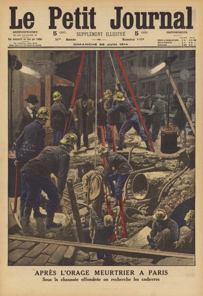 巴黎致命雷暴的后果（彩色石版画） 作者 法语学校