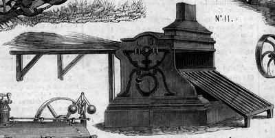 农业机械：1860年在巴黎农业竞赛中展示的脱粒机。1860年7月7日《世界画报》第169期上的版画。 作者 法语学校