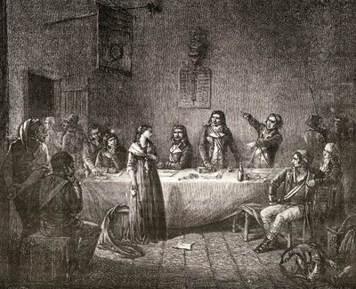 Aimee Cecile Renault在革命委员会面前，来自Louis Blanc的“法国革命史”（1811-82） 作者 法语学校