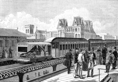 1885 年纽约的空中地铁（电动 作者 法语学校
