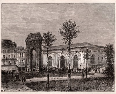 Aix les bains - Aix-les-Bains - Savoy - 罗马的Campanus拱门 - V.A. Malt-Brown的 "La France illustree: geography, history, administration statistique "中的雕刻，1884。 作者 法语学校