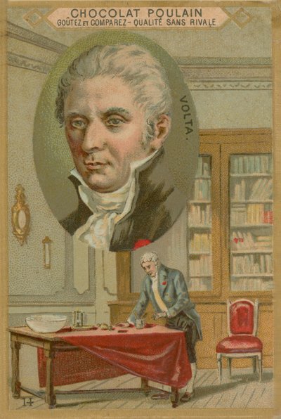 Alessandro Volta，巧克力马驹贸易卡 作者 法语学校