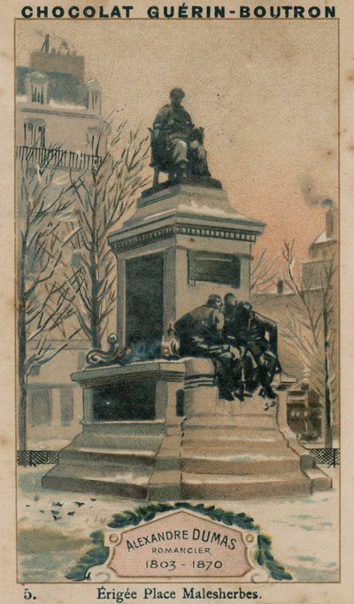 Alexandre Dumas，小说家，1803-1870，Erigee Place Malesherbes 作者 法语学校