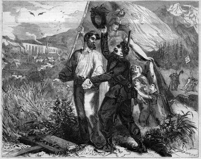 1860年萨瓦并入法国的寓言。雕刻于1860年6月23日第167期《世界画报》。 作者 法语学校