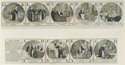 字母表底漆描绘慈善姐妹的工作，十九世纪初（彩色雕刻） 作者 法语学校