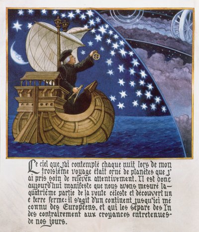 Amerigo Vespucci在他的第3次航行中由星星航行 作者 法语学校