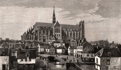 Amiens - Nord-Pas-de-Calais-Picardie - engraving in “La France illustree: geographie, histoire, administration statistique” by V.A. Malt-Brown. 1884 作者 法语学校