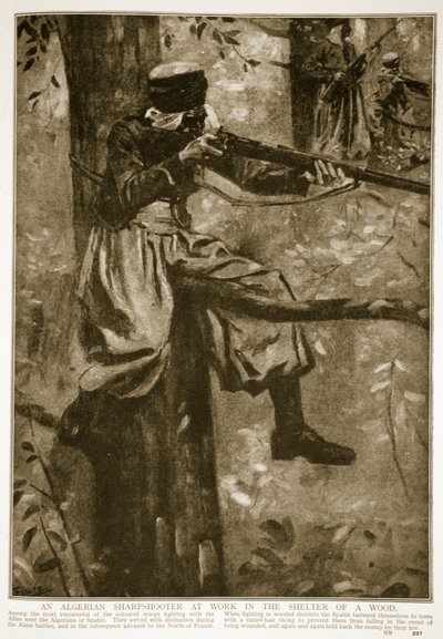 阿尔及利亚神枪手在1914年至1919年在木头的掩蔽下工作 作者 法语学校