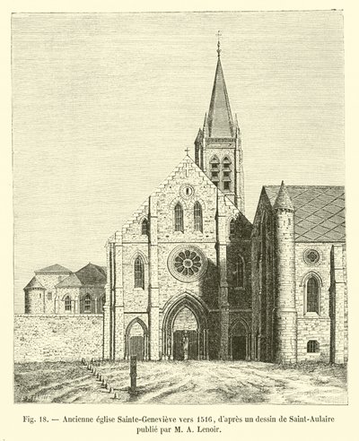 大约1516年的老Sainte-Genevieve教堂，由圣勒努瓦出版的圣奥拉尔画 作者 French School