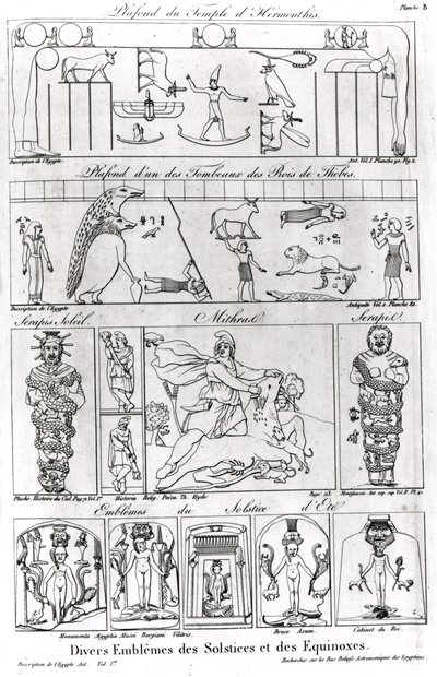 古埃及和波斯宗教和天文的插图和符号 作者 法语学校