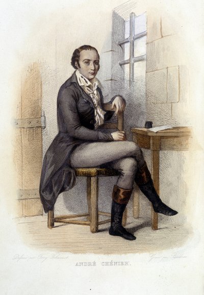 安德烈·切尼尔 (1762-1794)，法国诗人，一位礼宾员 - 在“Le Plutarque francais”中，Ed. Mennechet 作者 法语学校