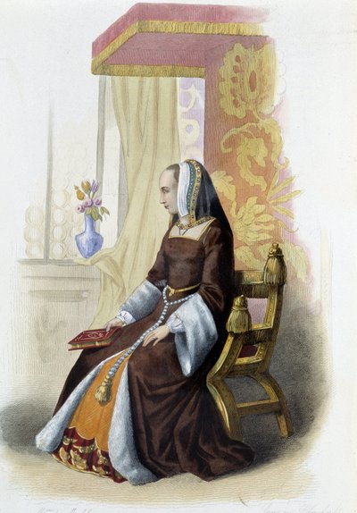 布列塔尼公爵夫人安妮·德·布列塔尼 (1477-1514) - 在“Le Plutarque francais”中，由 Mennechet 创作，巴黎 作者 法语学校