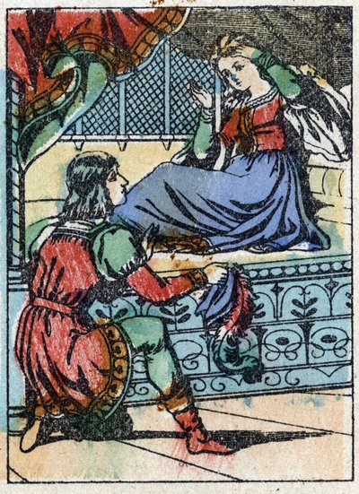 法国作家查尔斯·佩罗（Charles Perrault，1628-1703 年）的故事“La belle au bois dorant”的匿名插图。 Imaging Pellerin 木雕 - Epinal, sd。 19世纪末。 作者 法语学校