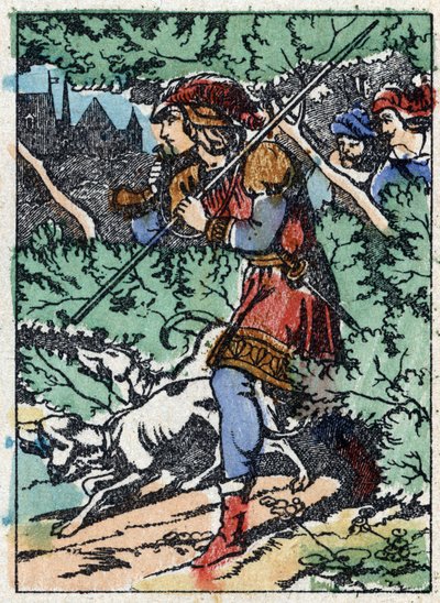 法国作家查尔斯-佩罗（1628-1703年）的故事《蛰居的美女》的匿名插图。木刻成像Pellerin - Epinal, sd.19世纪晚期。 作者 法语学校