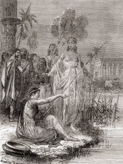 Anthony 和 Cleopatra 在尼罗河上用小型船队捕鱼，来自“Les Merveilles de la Science”，出版于 1870 年（版画） 作者 法语学校