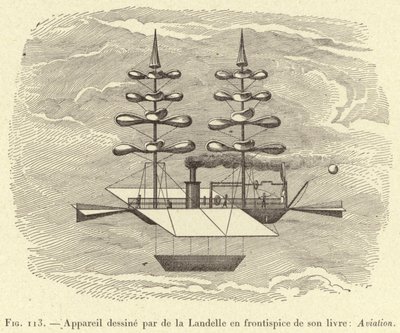 Appareil dessine par de la Landelle en frontispice de son livre: Aviation (engraving) 作者 法语学校