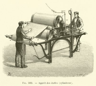Appret 给 etoffe，cylindreur （雕刻） 作者 法语学校