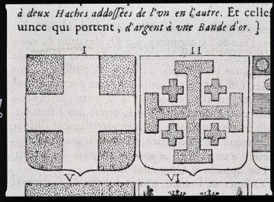 Armes de Montmorency et Godefroy de Bouillon - 在““纹章或纹章索引的 vraye 和完美科学”中，皮埃尔·帕约 (Pierre Paillot) 作者 法语学校