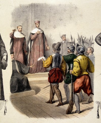 逮捕法国地方法官阿基里斯·德·哈雷 (1536-1619)。 作者 法语学校
