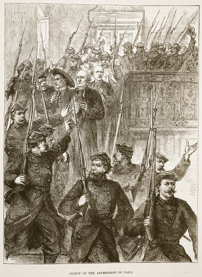 1871年3月巴黎大主教的逮捕，卡塞尔斯法国与德国战争历史的插图，1870-1871 作者 法语学校