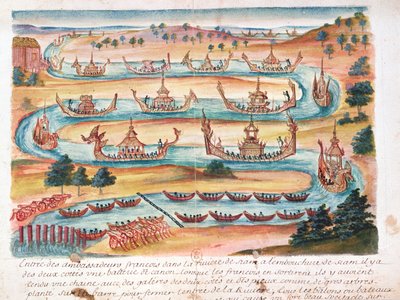 1688年暹罗耶稣会士的一个帐户抵达暹罗的法国大使（纸上写着） 作者 法语学校