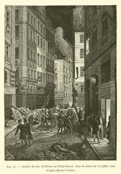 Horace Vernet于1830年7月29日晚抵达皇家宫殿的奥尔良公爵 作者 法语学校