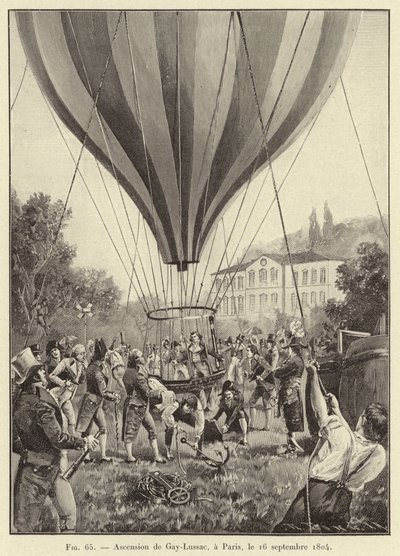 Gay-Lussac坡道，1804年9月16日，在巴黎（雕刻）。 作者 法语学校