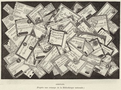 指派。 Assignats，法国大革命的货币（雕刻） 作者 法语学校
